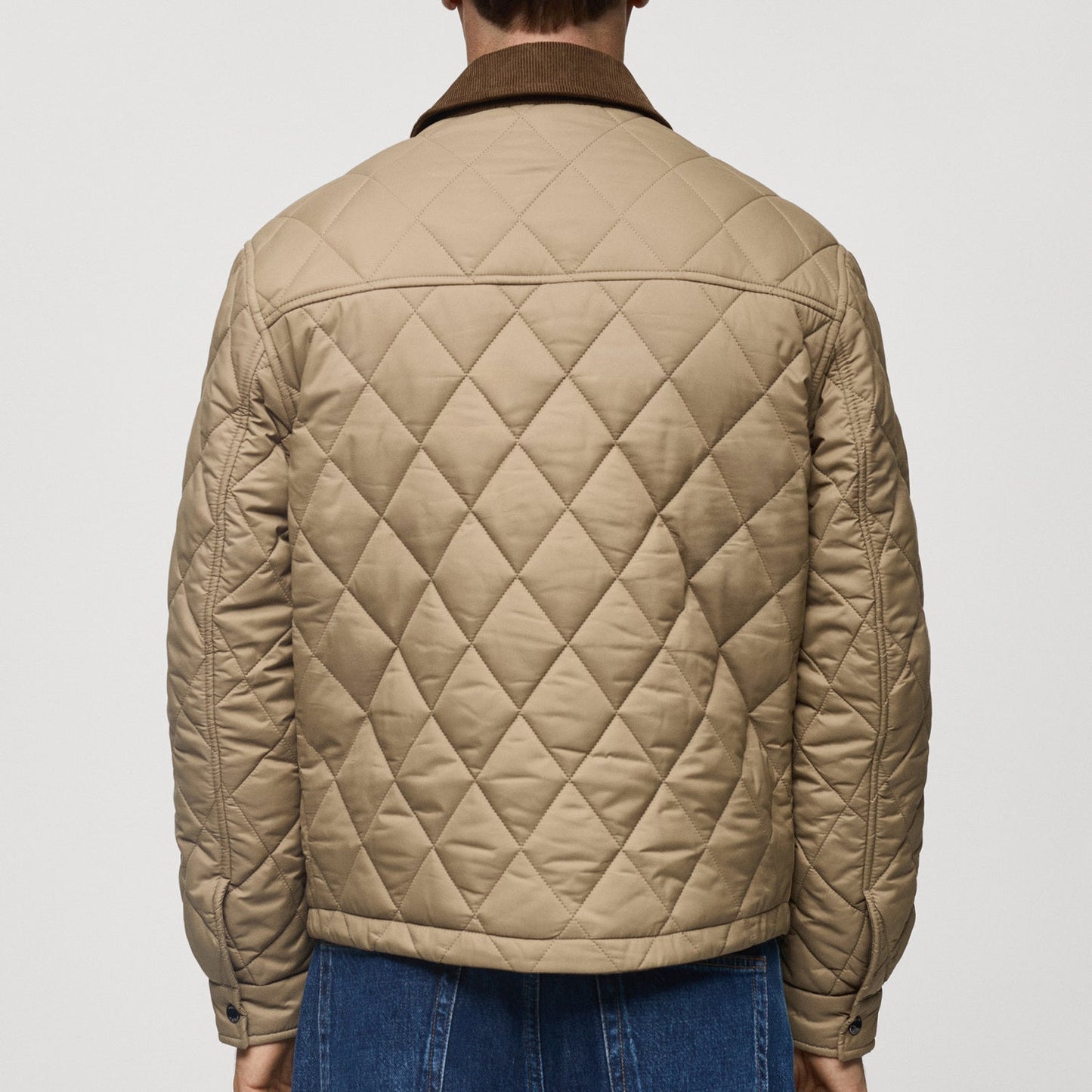 Quilted jacket with corduroy collar 1024112926