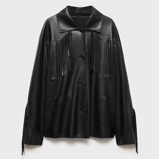 Leather-effect fringed overshirt 1024112910