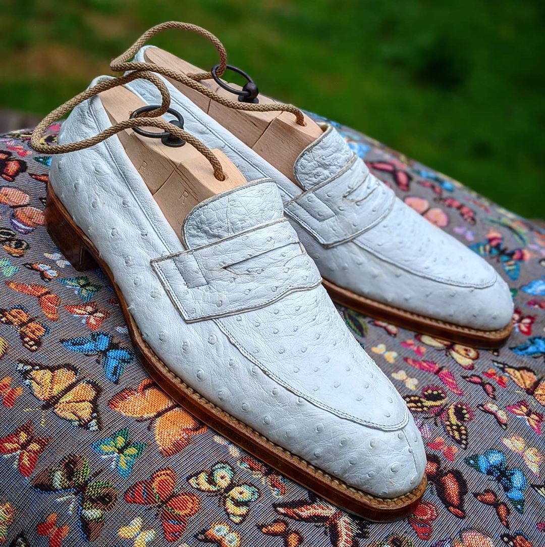 White Ostrich Loafers