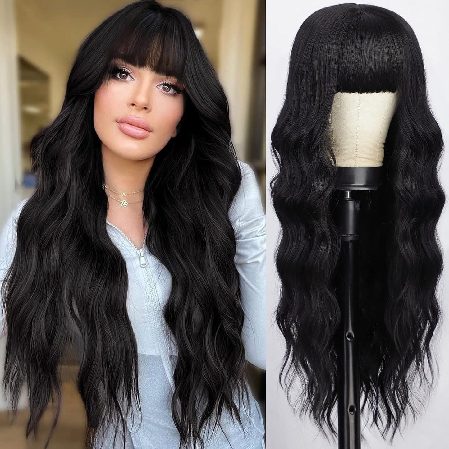 Long gradient color wig with bangs 1924121102