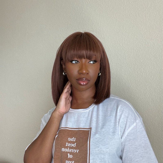 Lace Realistic Scalp Yaki Straight Wig With Bang