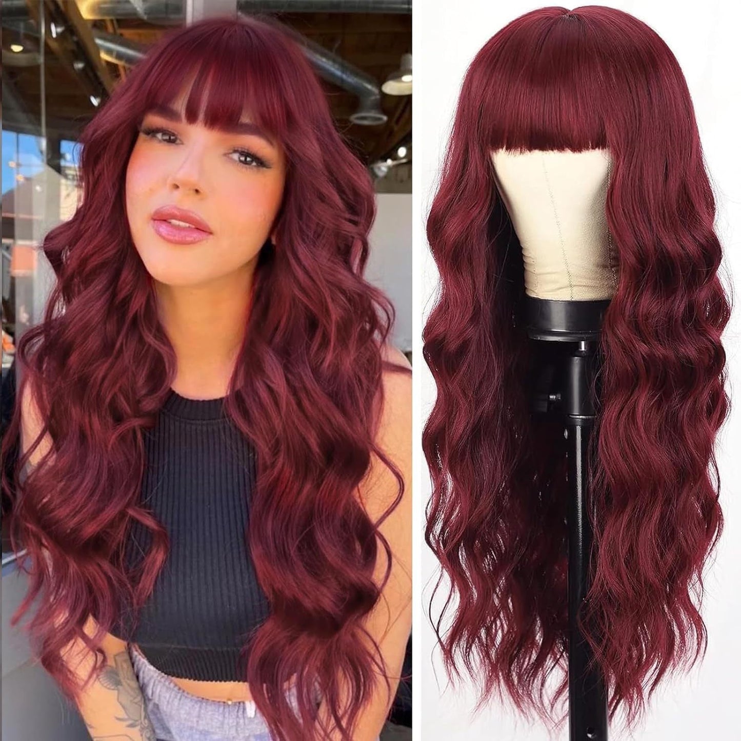 Long gradient color wig with bangs 1924121102