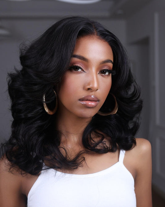 Middle Parted Wavy Layered Fluffy 5x5 Lace Closure Wig