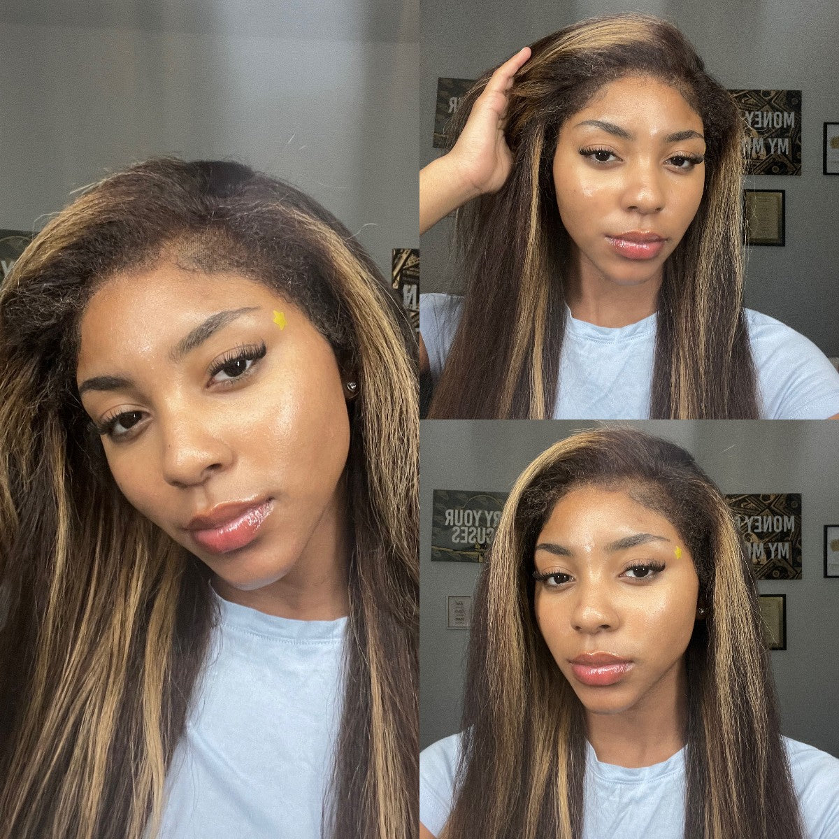 Highlights Kinky Straight With Ultra-Realistic Kinky Edges 13x4 HD Lace Front Wig