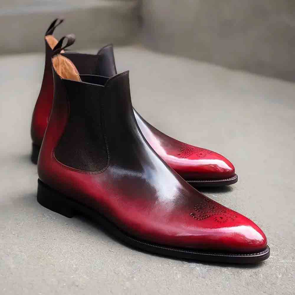 New red and black gradient trend men's Chelsea boots