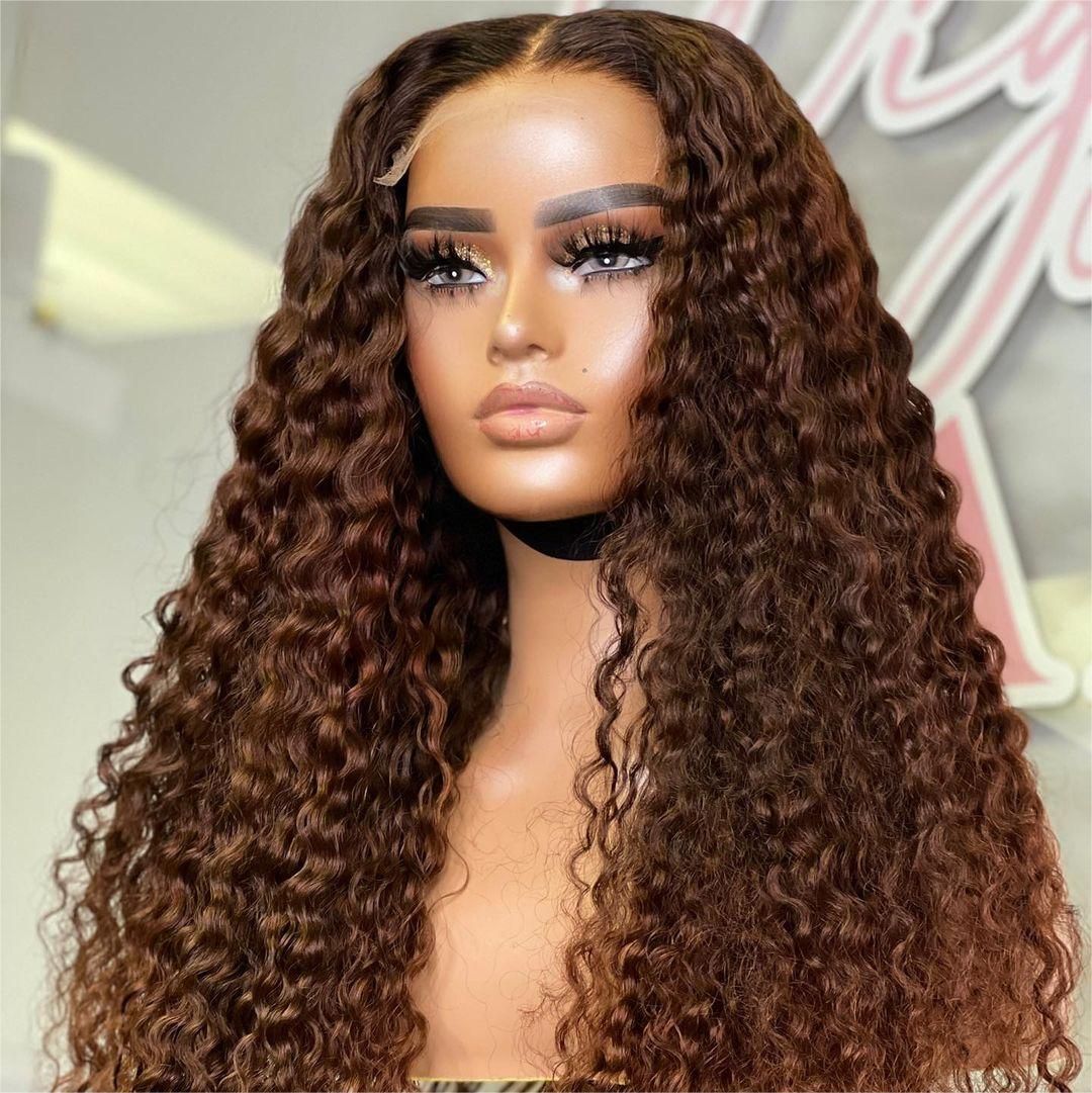 13x4 Lace Frontal Chocolate Brown Curly Wig