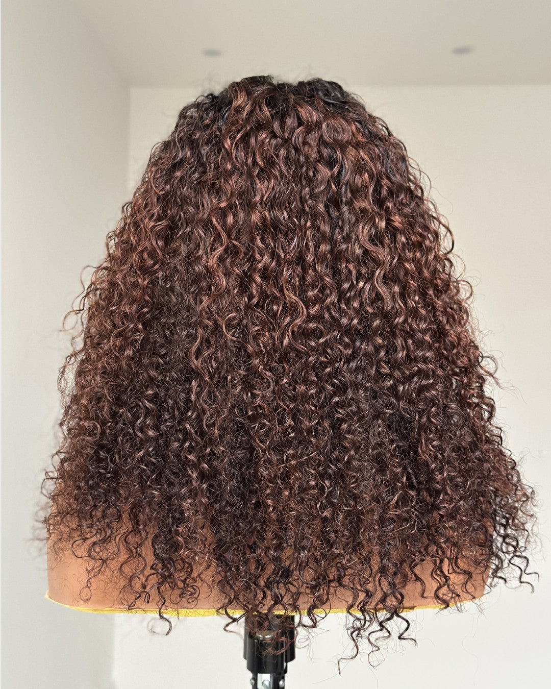 Coffee Brown Bangs Curly 5x5 Lace Closure Wig