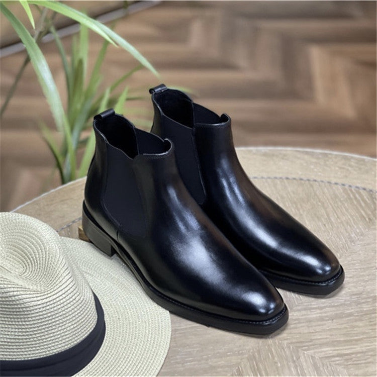 Higher Quality Men's Vintage handmade shoes square toe boots business formal Chelsea boots