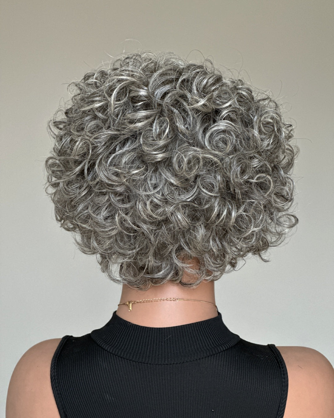 Glueless Salt & Pepper Color Curly Bob Wig