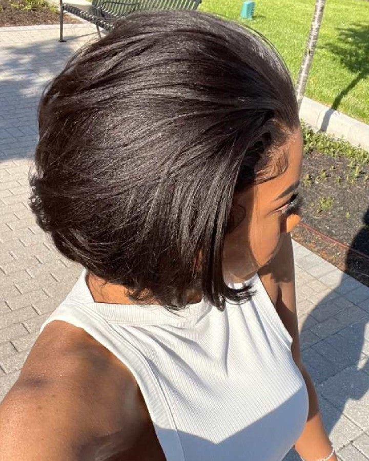 Short Straight Blunt Cut 13x4 Lace Frontal Wig