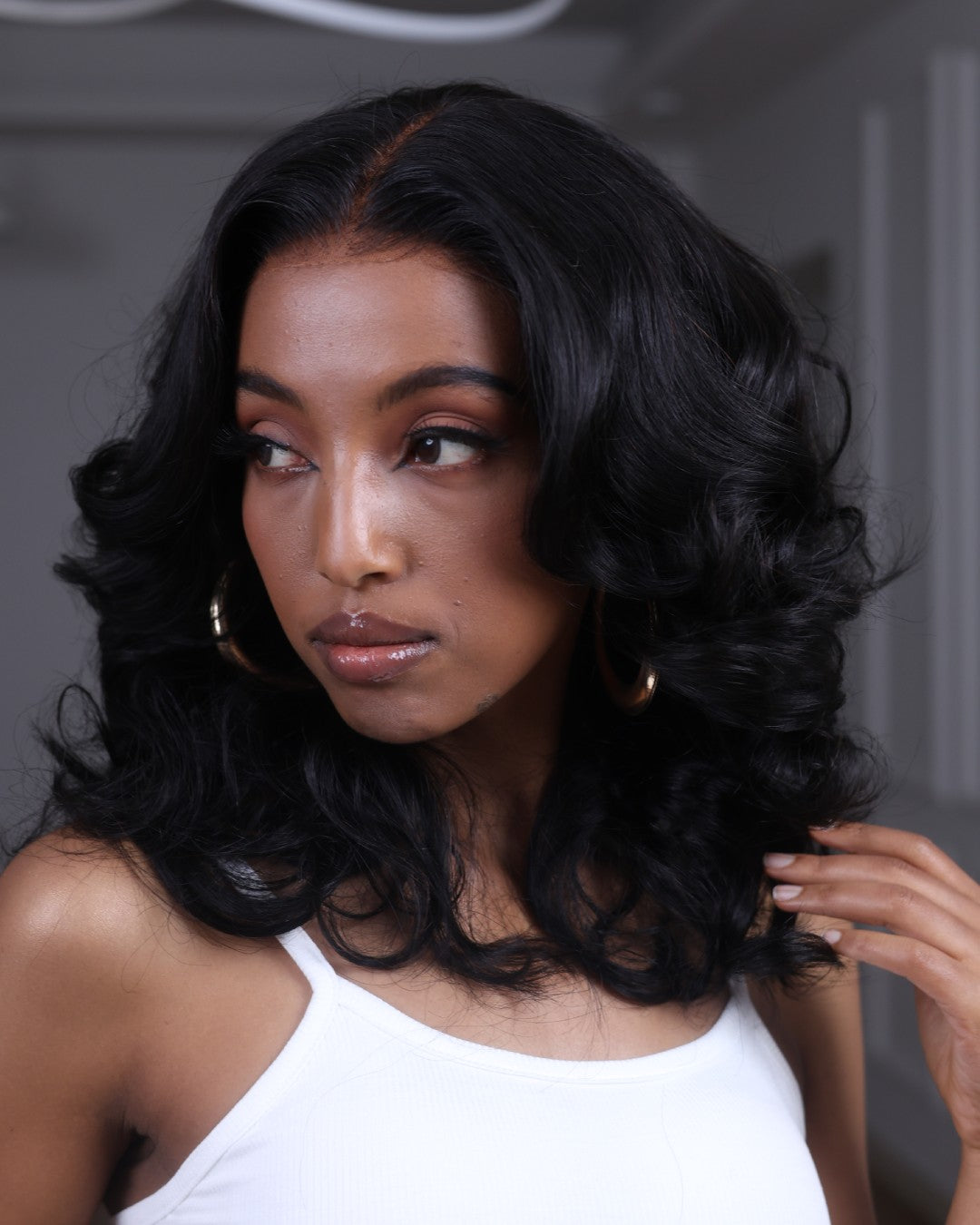 Middle Parted Wavy Layered Fluffy 5x5 Lace Closure Wig