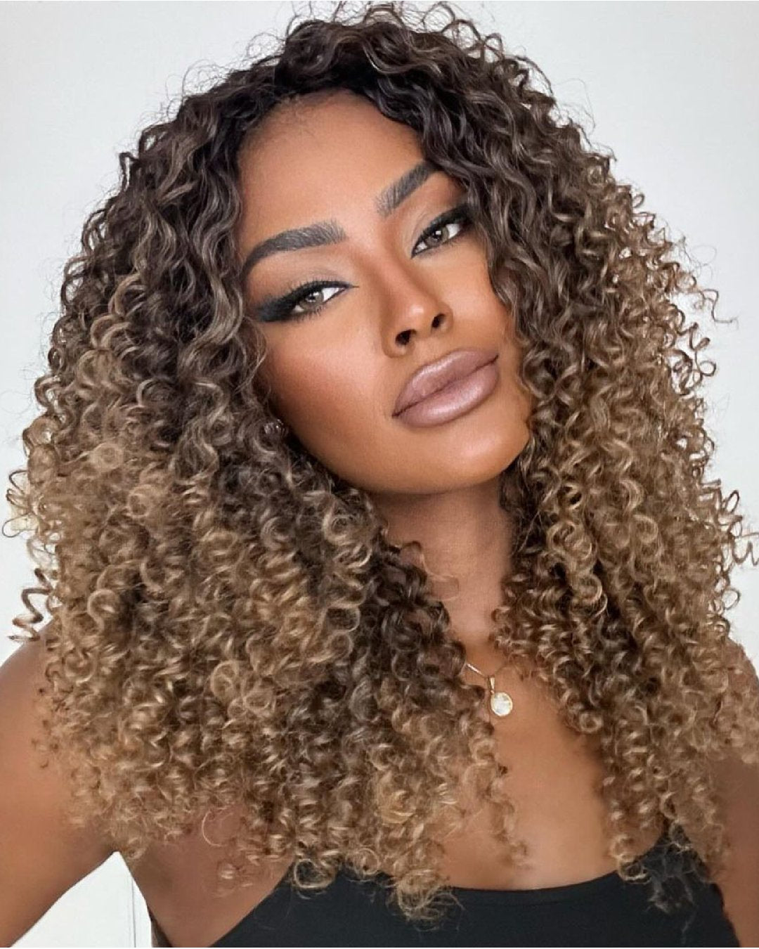 Ombre Golden Curly 5x5 Lace Closure Wig