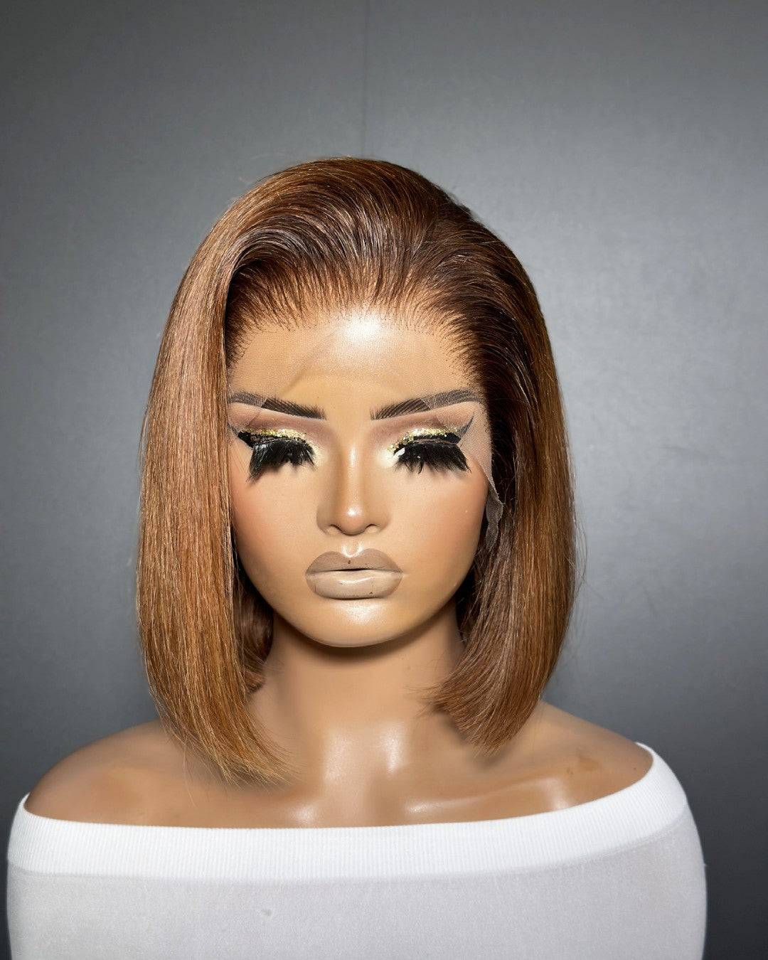 Ombre Orange Brown Straight Lace Front Wig