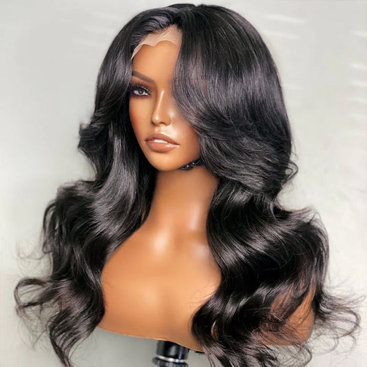 13x4 Lace Frontal Body Wave Wig With Curtain Bangs