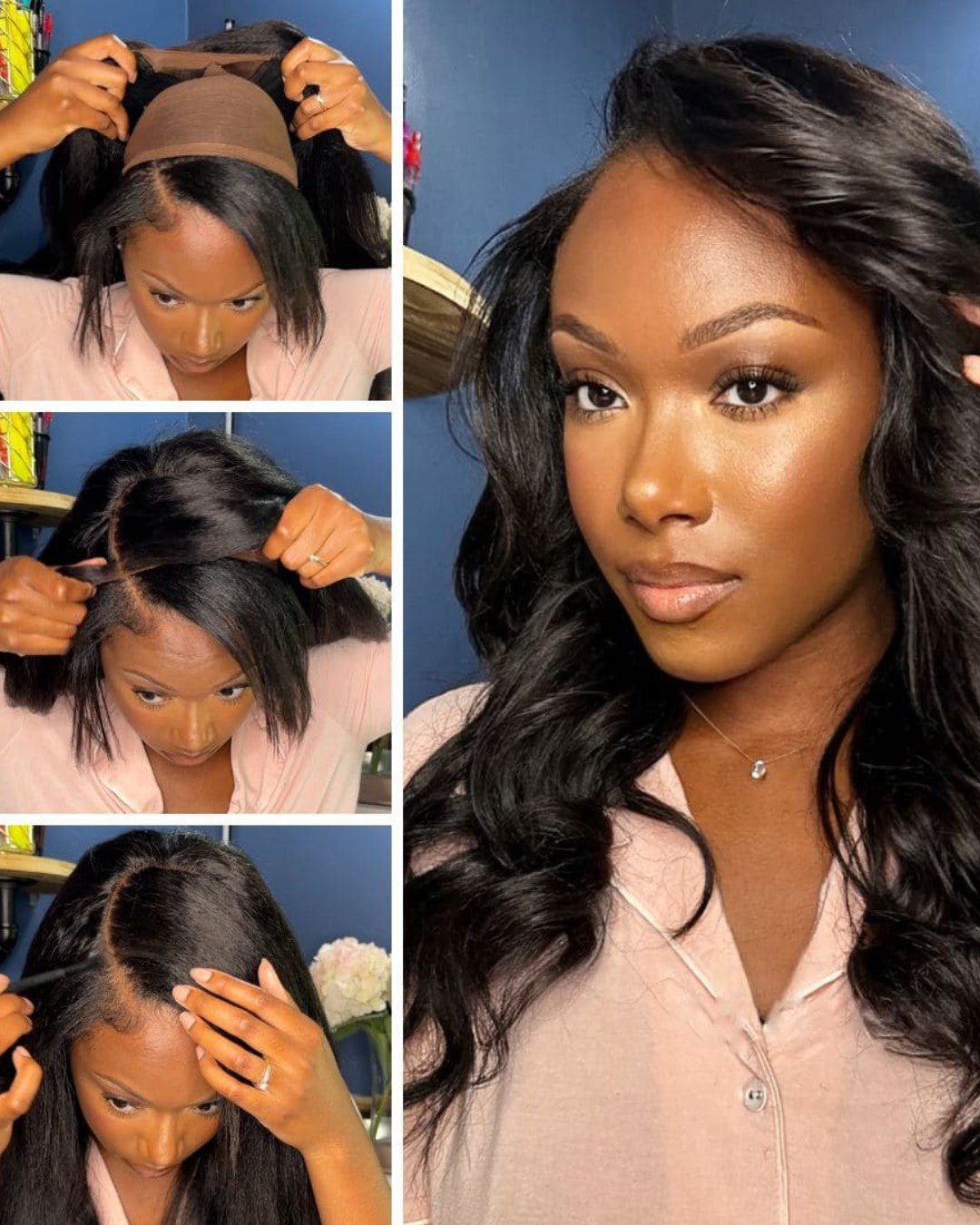 Natural Kinky Straight Glueless Lace Closure Half Wig