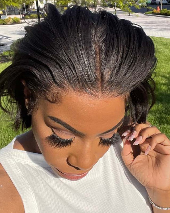 Short Straight Blunt Cut 13x4 Lace Frontal Wig