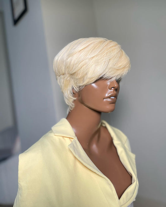 Short & Sassy 613 blonde Long Bang Pixie Wig