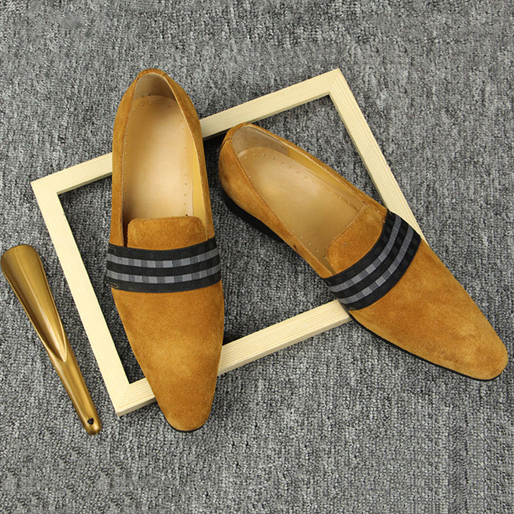 Men's Loafers Vintage Cow Suede Wedding Party Handmade