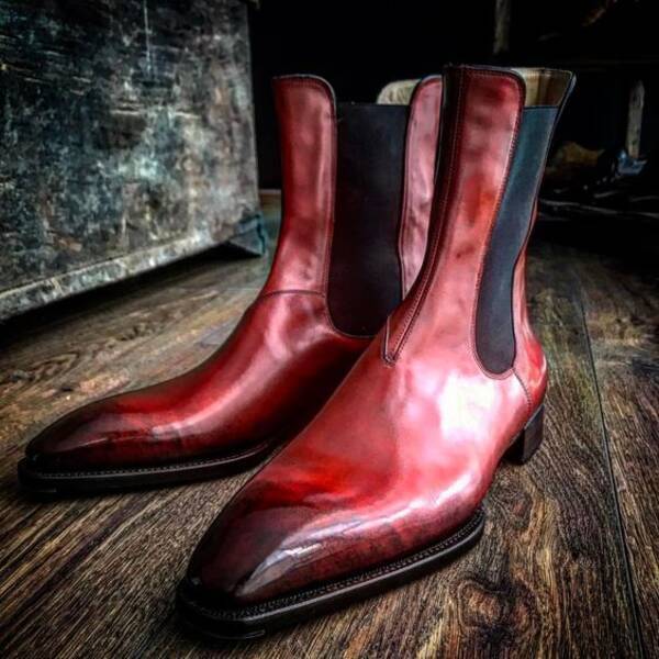 High top classic red Chelsea boots