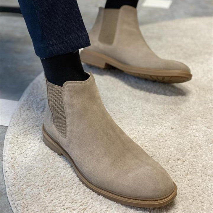 LIGHT BEIGE SPECIAL PRODUCTION_ GENTLEMEN LEATHER CHELSEA BOOTS