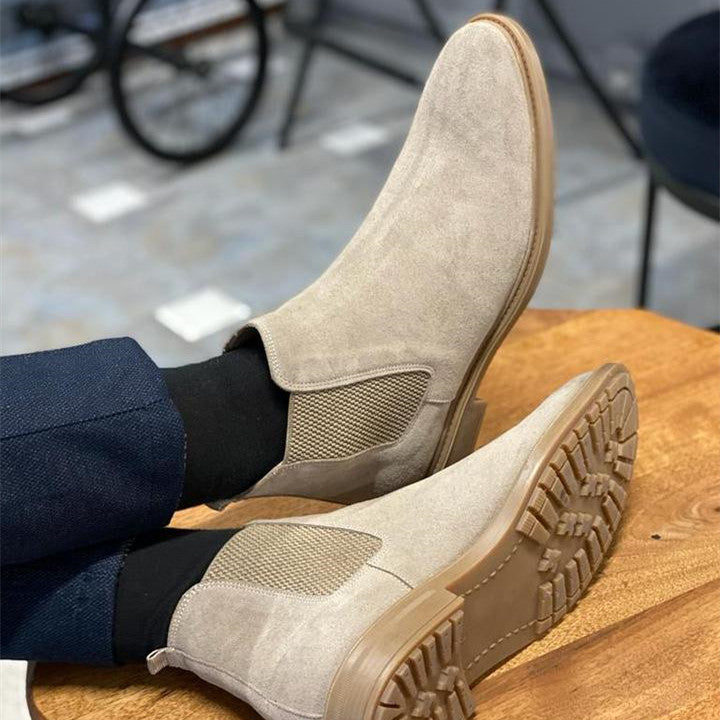 LIGHT BEIGE SPECIAL PRODUCTION_ GENTLEMEN LEATHER CHELSEA BOOTS