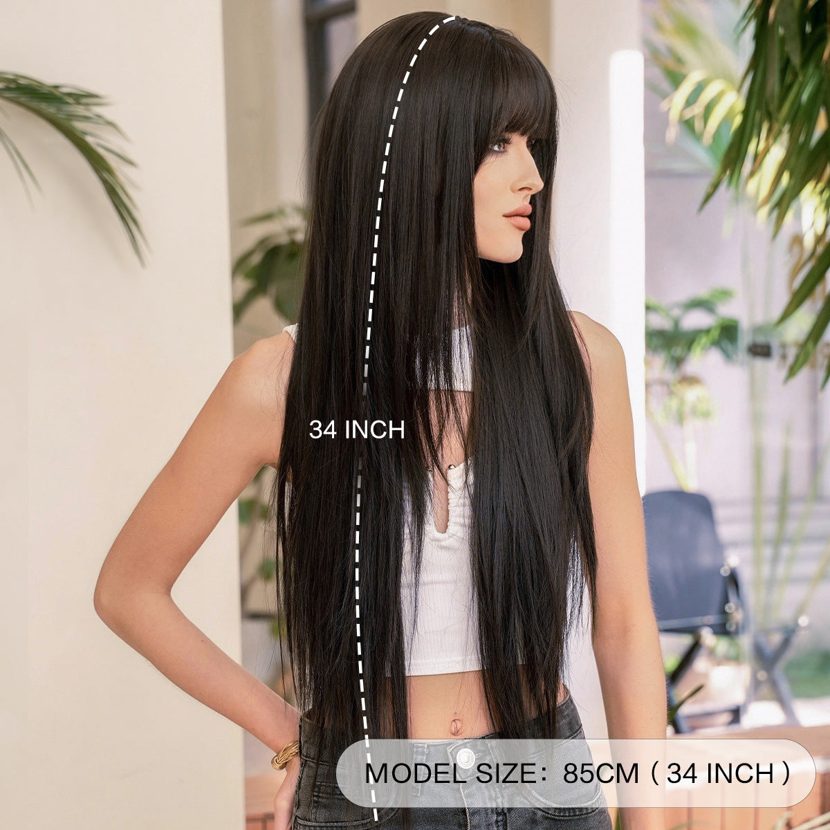 Long straight wig with bangs 1924121205