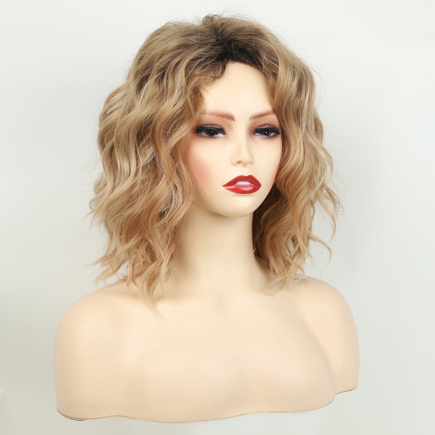 Women's short curly wig gradient blonde color 1924121010