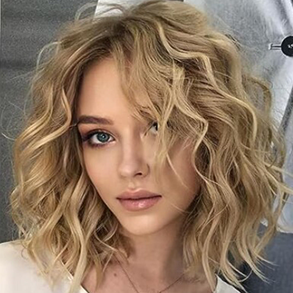 Women's short curly wig gradient blonde color 1924121010