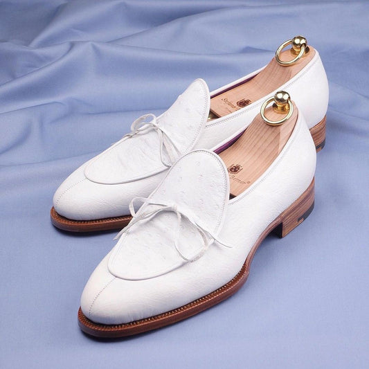 White high-grade ostrich pattern casual classic loafers