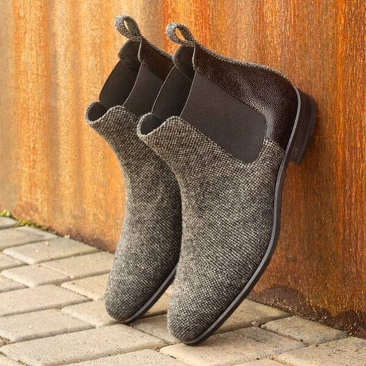 Men's Grey Mesh Suede Chelsea Boots