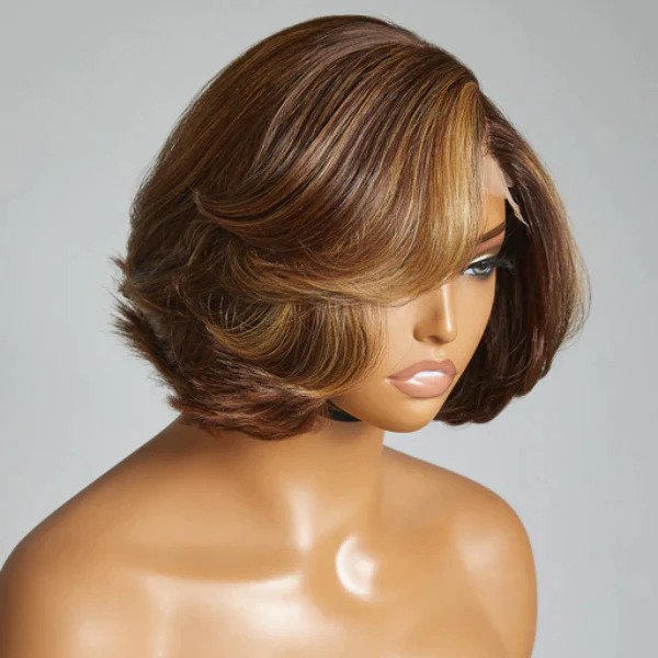 5x5 Closure Lace Toffee Brown Mix Blonde Glueless Wig