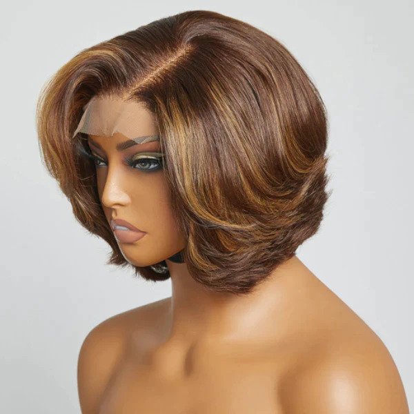 5x5 Closure Lace Toffee Brown Mix Blonde Glueless Wig