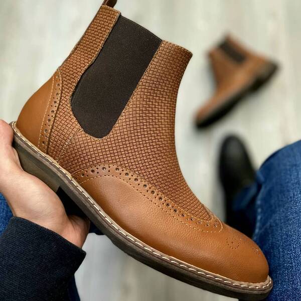 Classic Chelsea boots in braided brock style for men