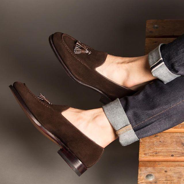 Suede Tassel Light Brown Slip On Loafers